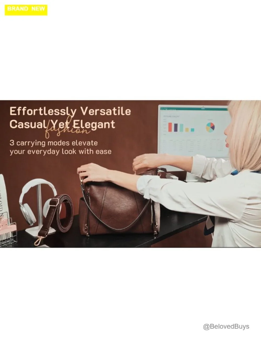 Vegan Leather Hobo Bag Crossbody Purse with Multiple Pockets